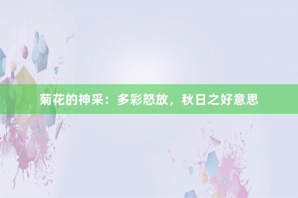 菊花的神采：多彩怒放，秋日之好意思